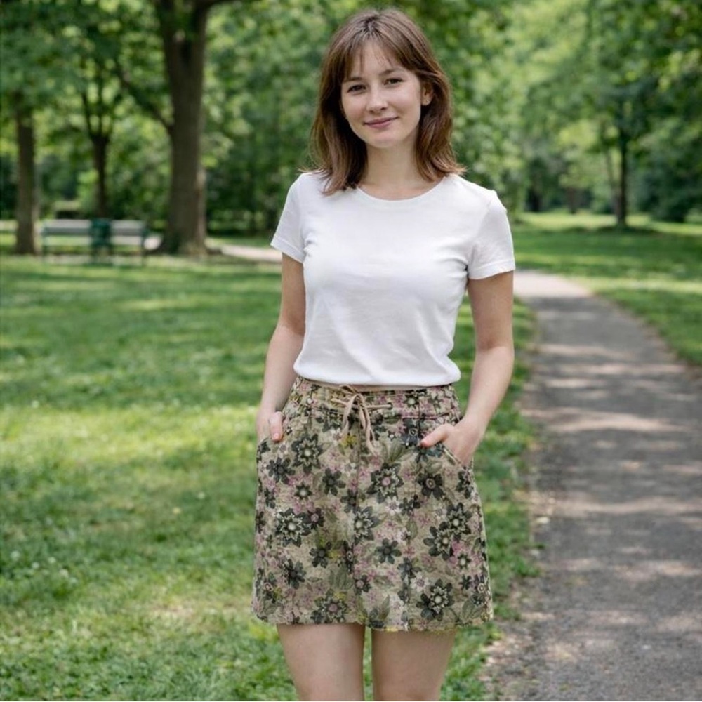 Coldwater Creek Floral Green & Purple Skort
